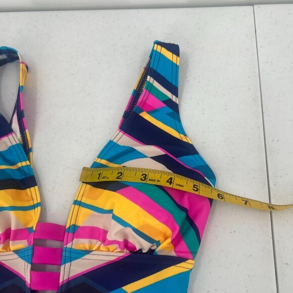 Figleaves Women Size 8L Colorful Geometric One Piece Swimsuit - Picture 7 of 12